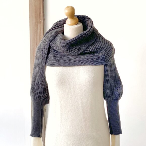 Freya Harper Scarf with Sleeves - Dark Grey - One Size Fits Most - Picture 2 of 5